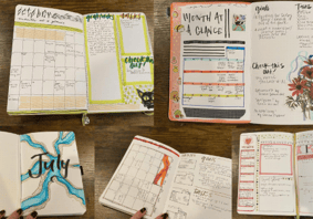 bullet journal spreads with applied principles